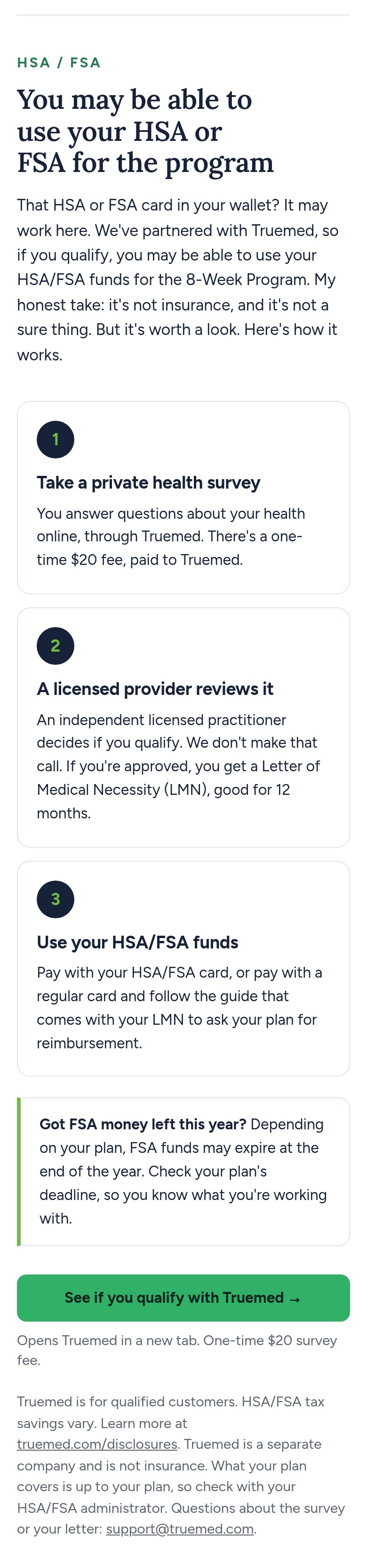 HSA/FSA section, 3 steps